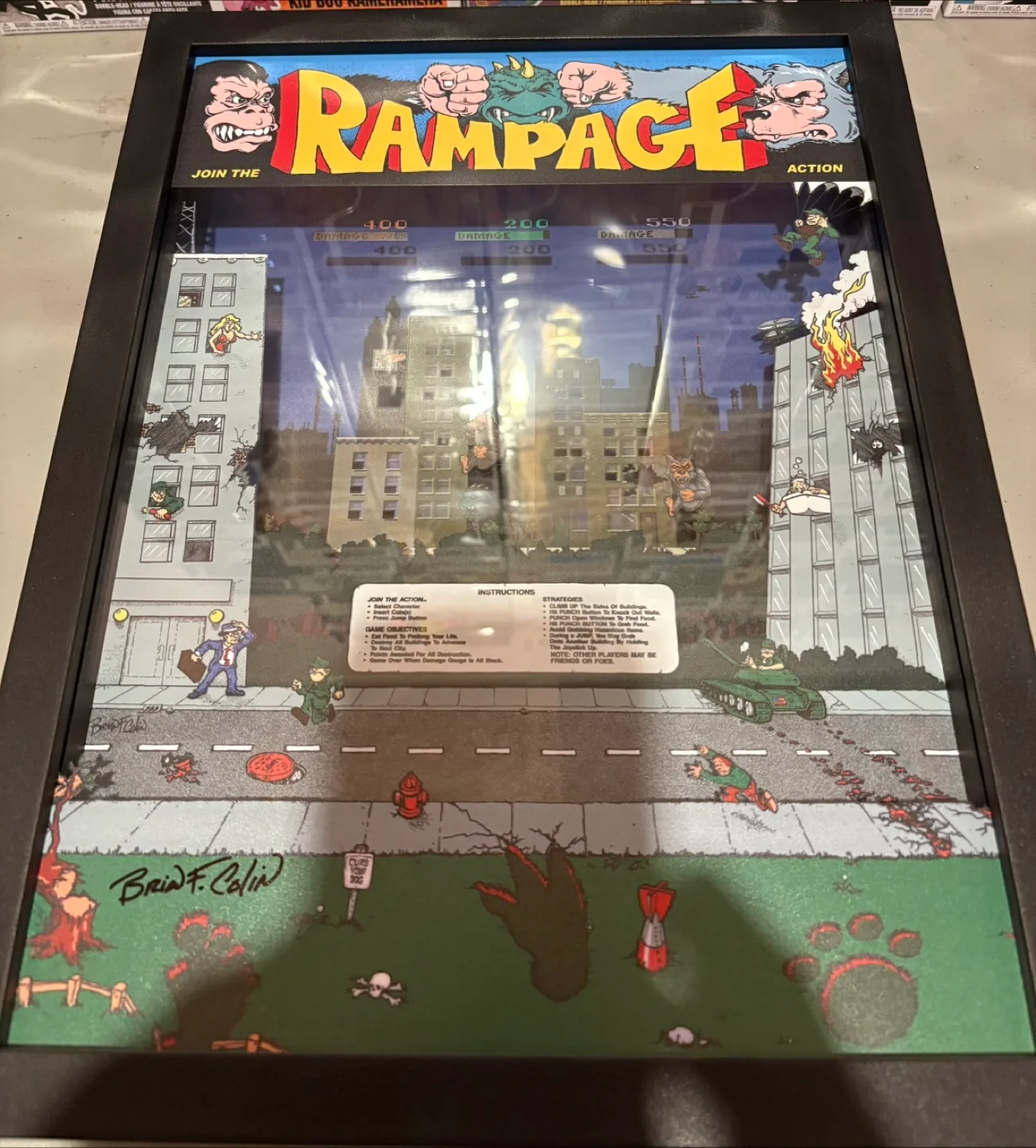 Rampage Framed Arcade Game Art thumbnail