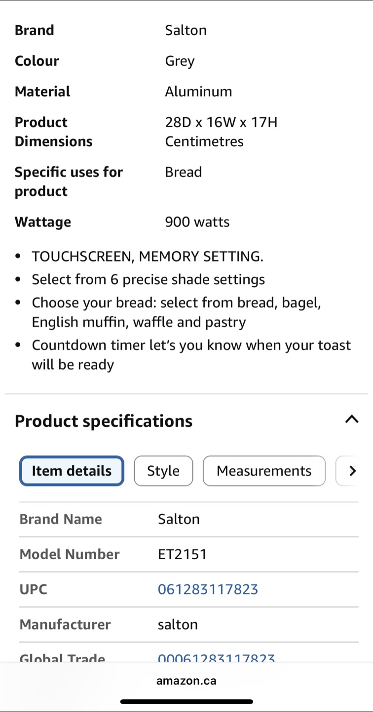 Salton Touchscreen Toaster - Grey - photo 4