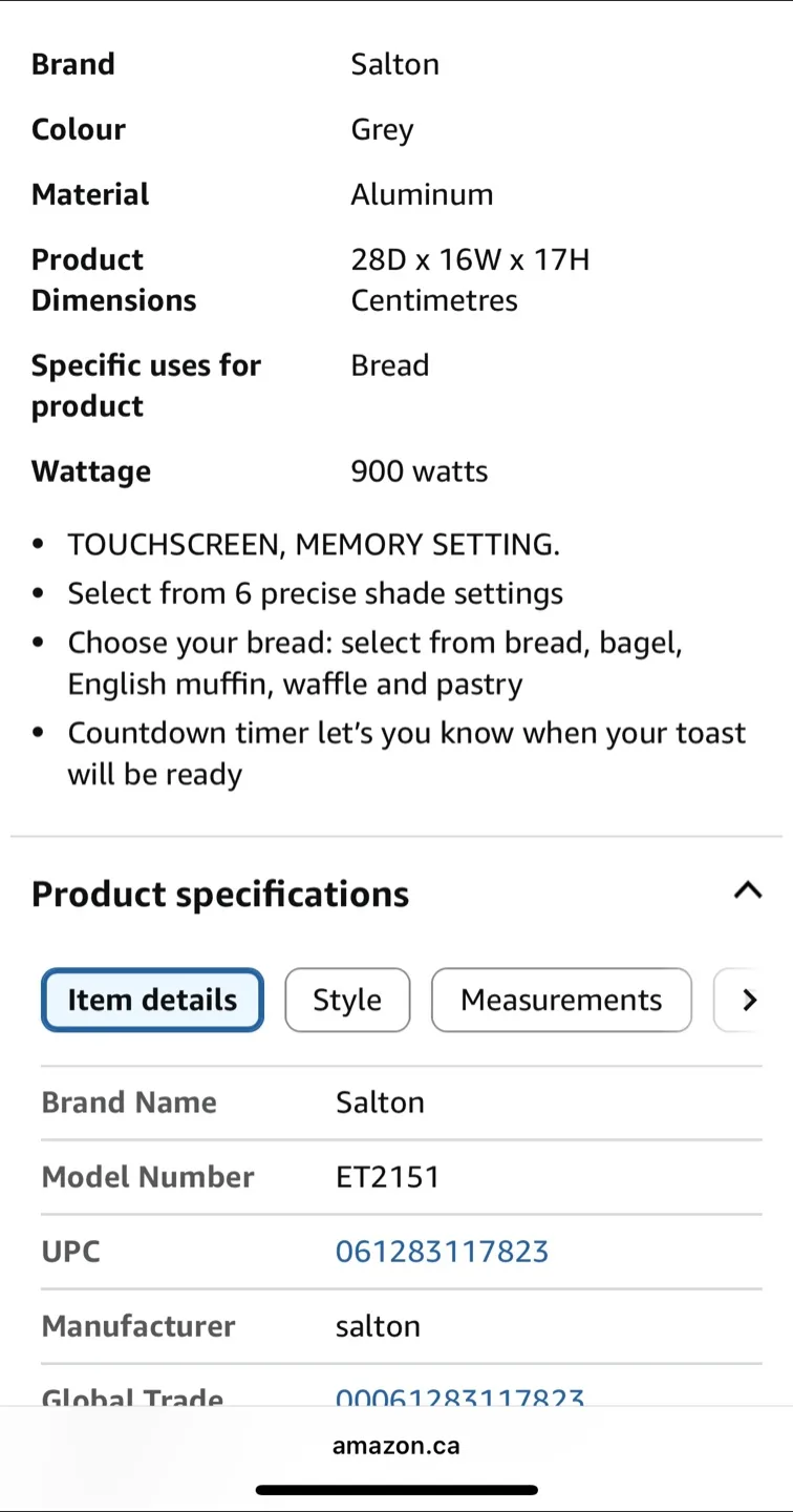 Salton Touchscreen Toaster - Grey image indicator(4)