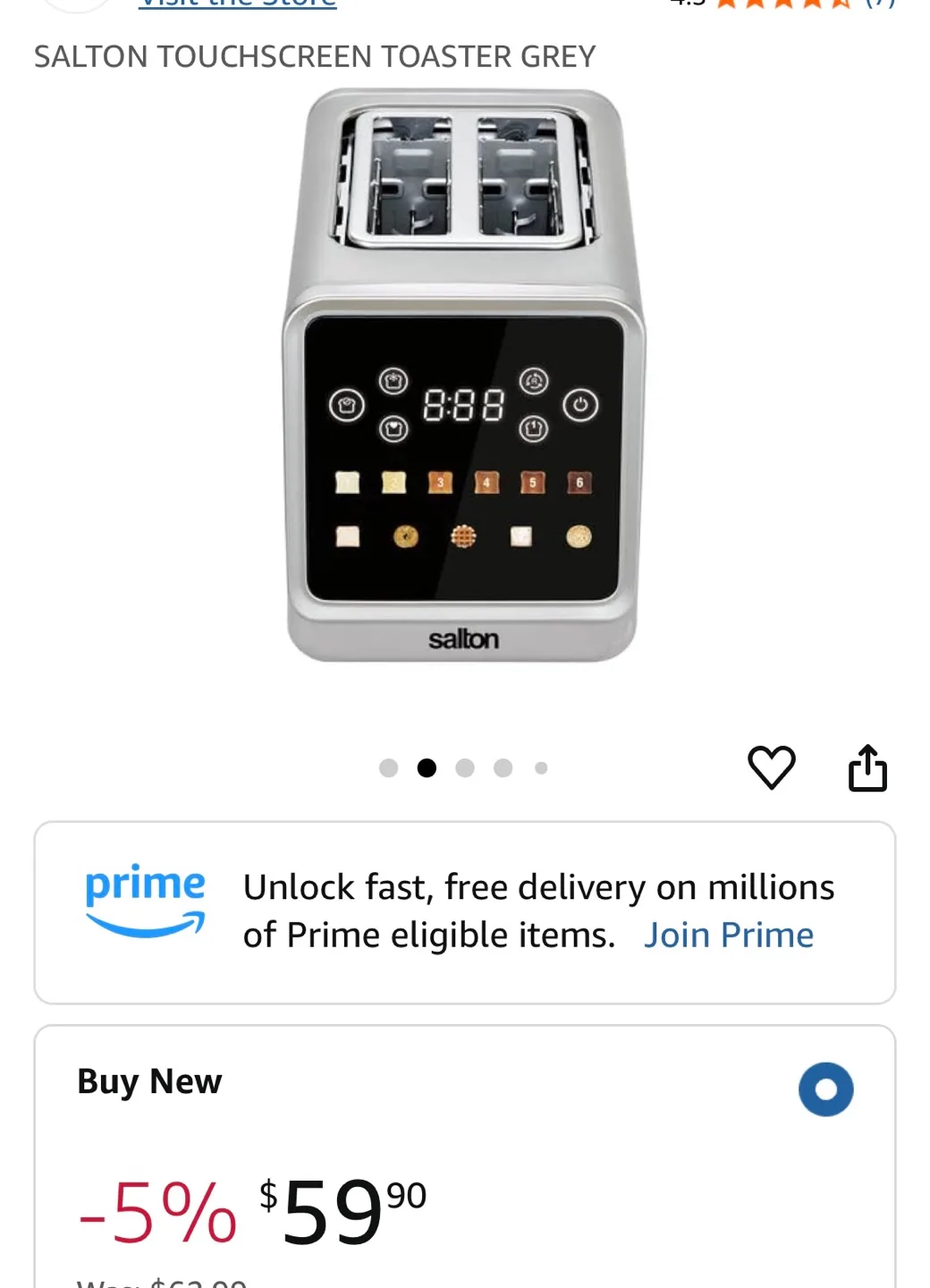 Salton Touchscreen Toaster - Grey image indicator(2)