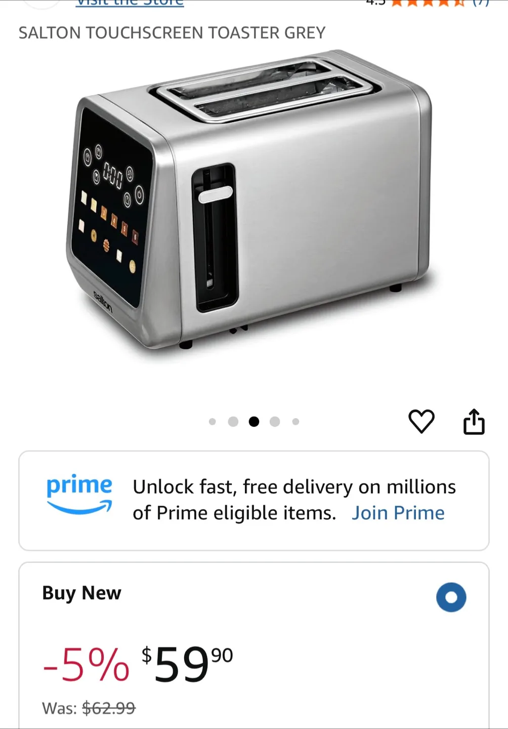 Salton Touchscreen Toaster - Grey image indicator(3)