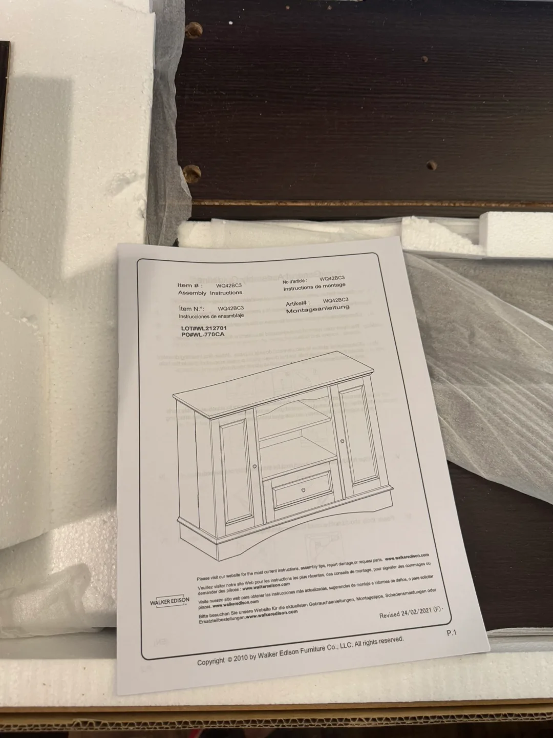 42" Highboy Wood TV Media Stand Storage Console - Espresso image indicator(6)