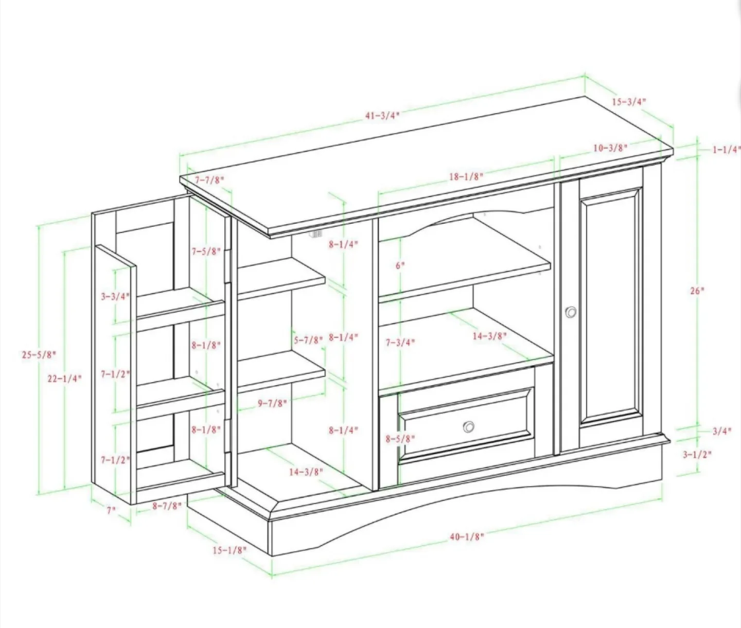 42" Highboy Wood TV Media Stand Storage Console - Espresso image indicator(5)
