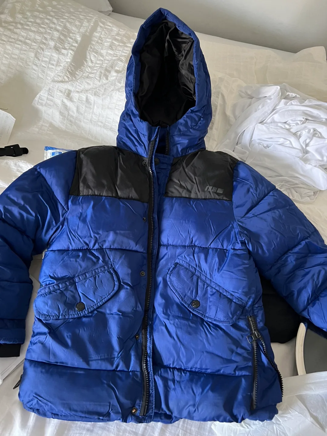 Blue Puffer Jacket with Hood thumbnail