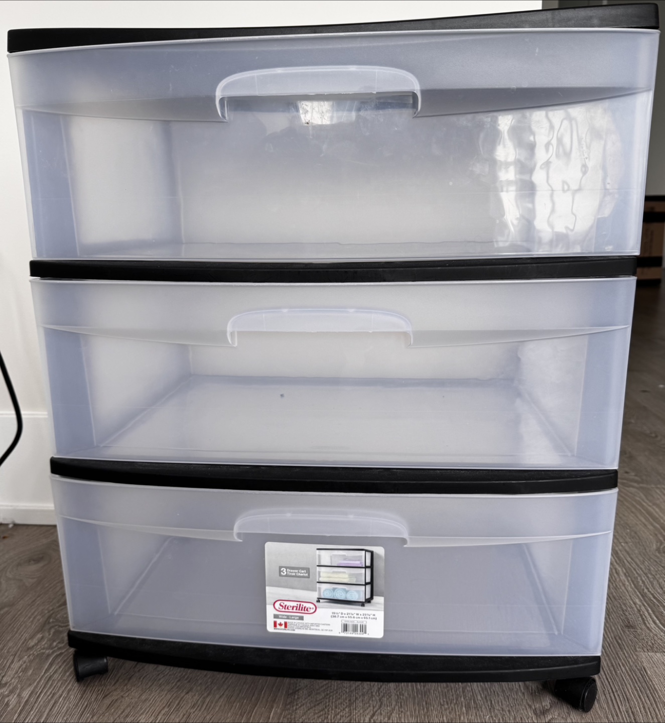 Sterilite 3-Drawer Wide Storage Cart – Like New!
