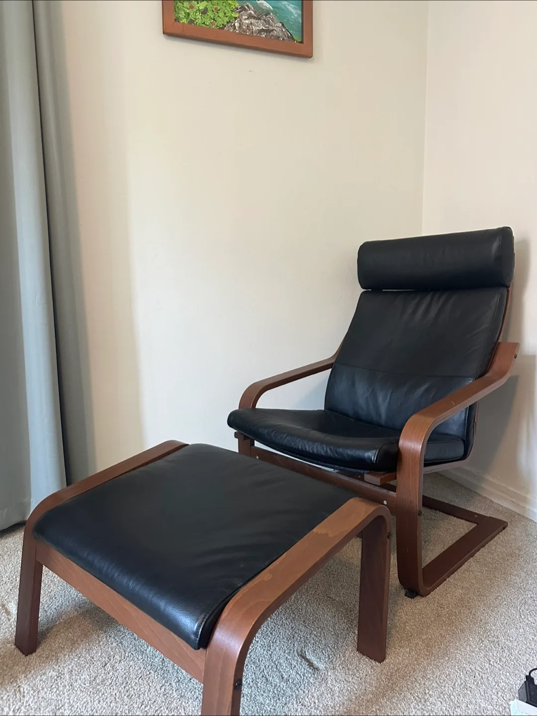 IKEA poang Chair with Ottoman thumbnail