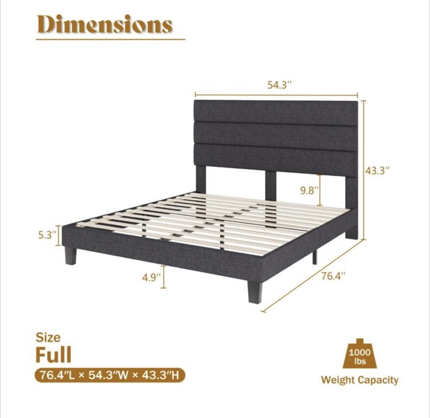 Full Bed Frame with Headboard - photo 2