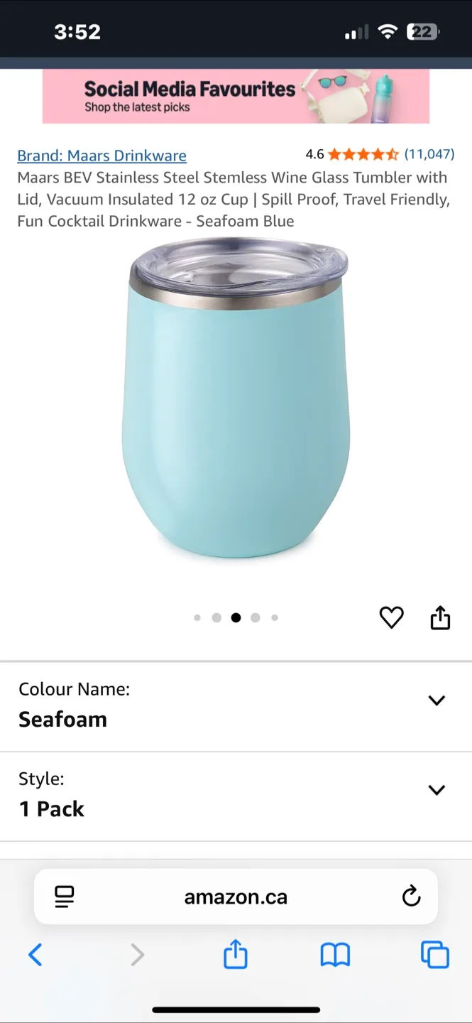 Maars Seafoam Wine Glass Tumbler