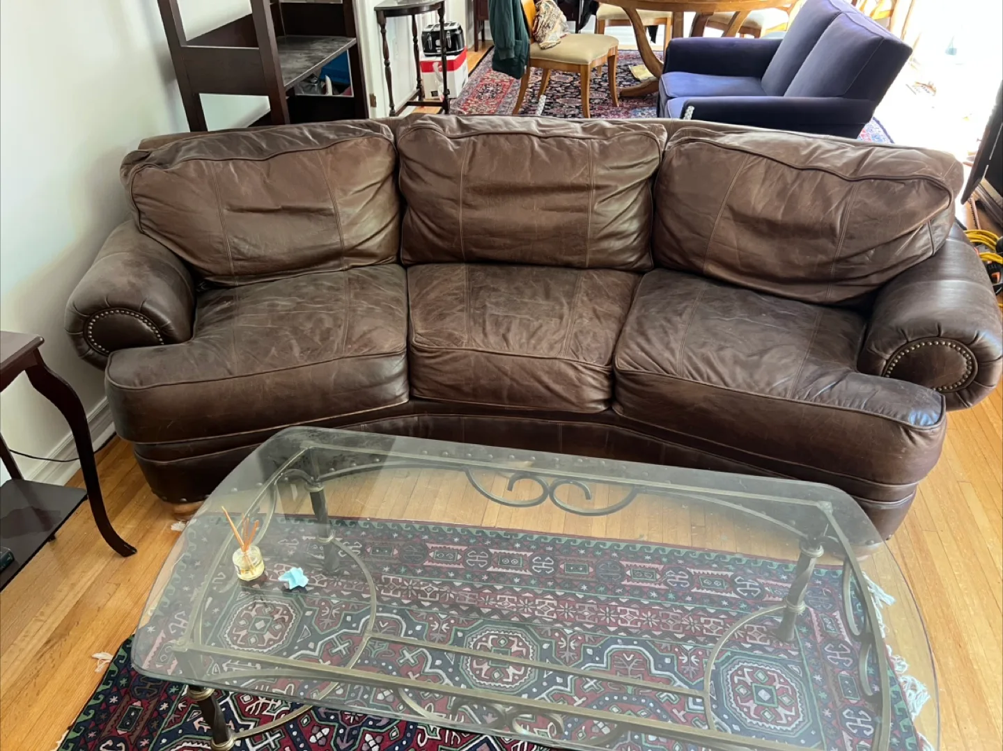 Vintage Leather Sofa large 8ft read listing please thumbnail