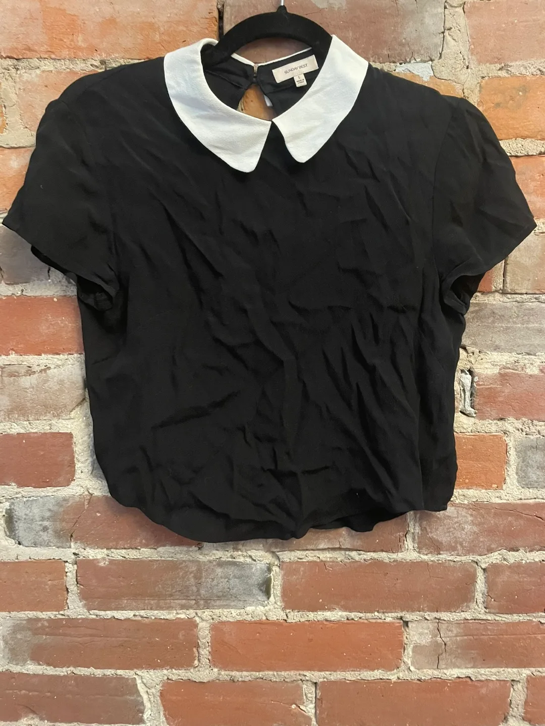 Sunday Best Black top with white collar thumbnail