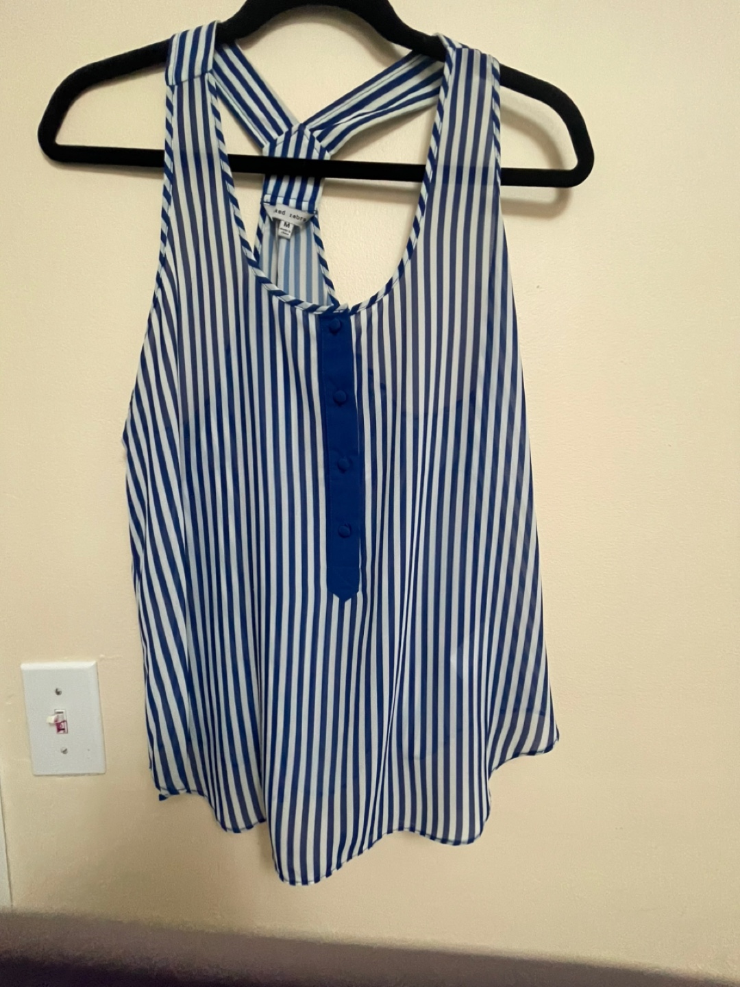 Naked Zebra Blue & White Striped Tank Top