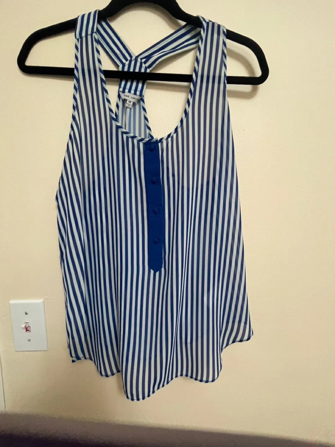 Naked Zebra Blue & White Striped Tank Top