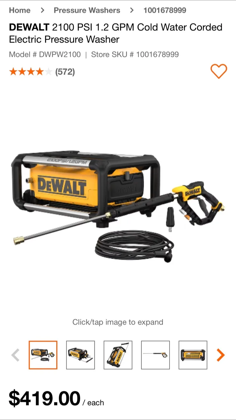 DEWALT 2100 PSI Electric Pressure Washer image indicator(3)