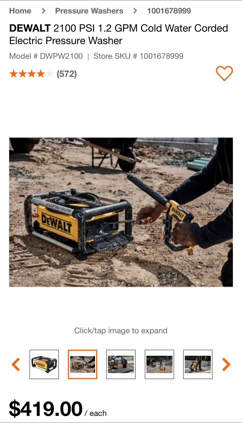 DEWALT 2100 PSI Electric Pressure Washer image indicator(9)