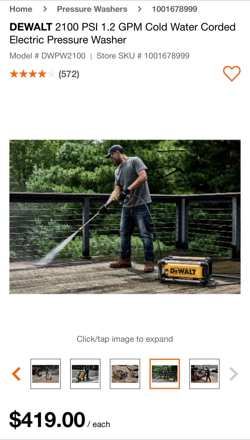 DEWALT 2100 PSI Electric Pressure Washer image indicator(10)