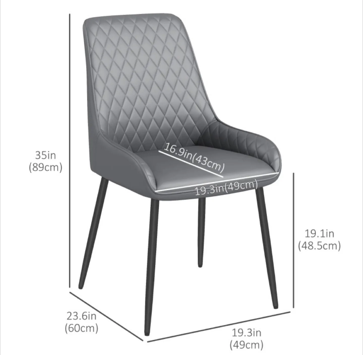 SET OF 4 PU LEATHER GREY DINING CHAIRS thumbnail