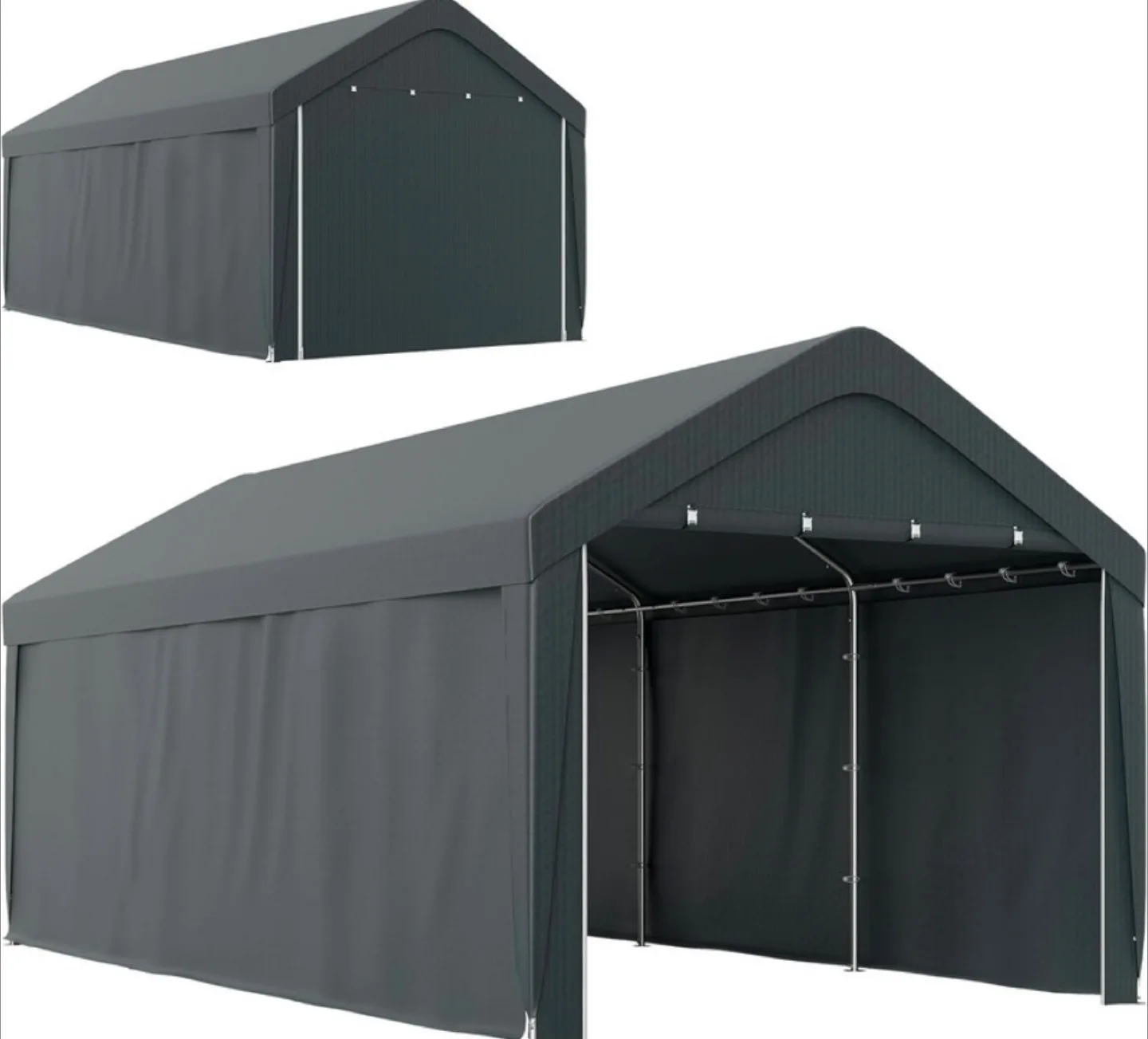 10FT x 20FT PORTABLE GARAGE CARPORT W. 2 REMOVABLE SIDES thumbnail