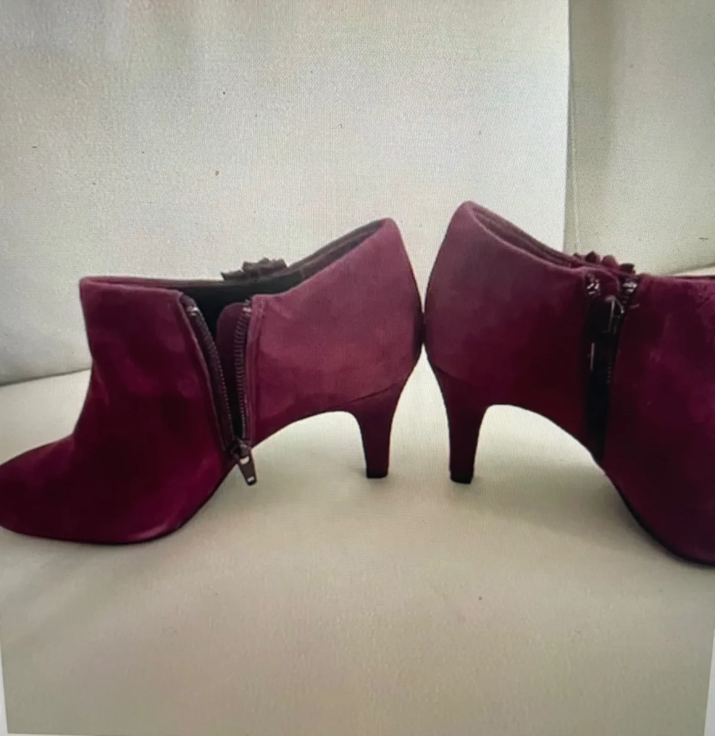 Arnold Churguns Burgundy Suede Ankle Boots image indicator(2)