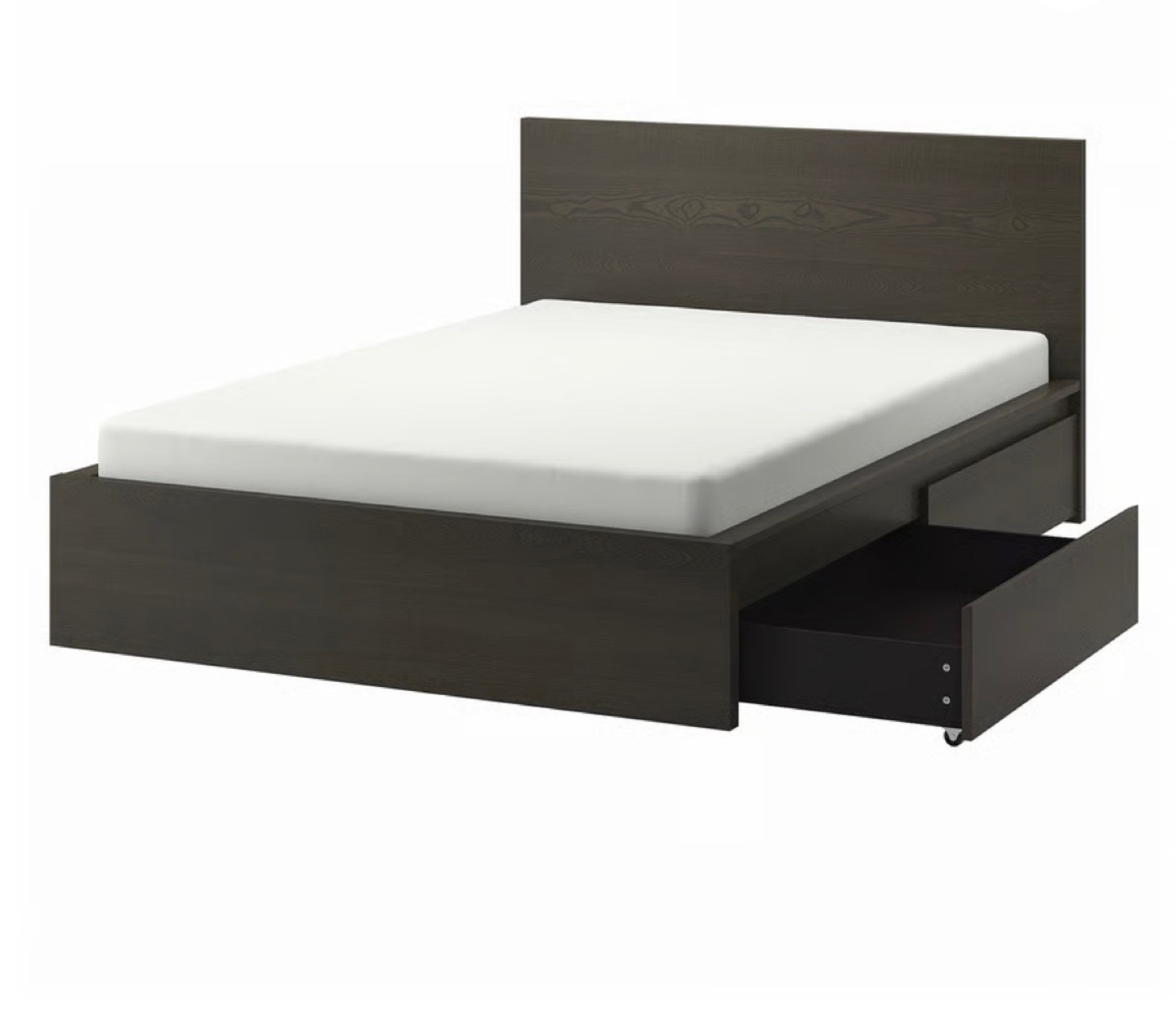 IKEA MALM High bed frame/2 storage boxes, grey, Queen - photo 3