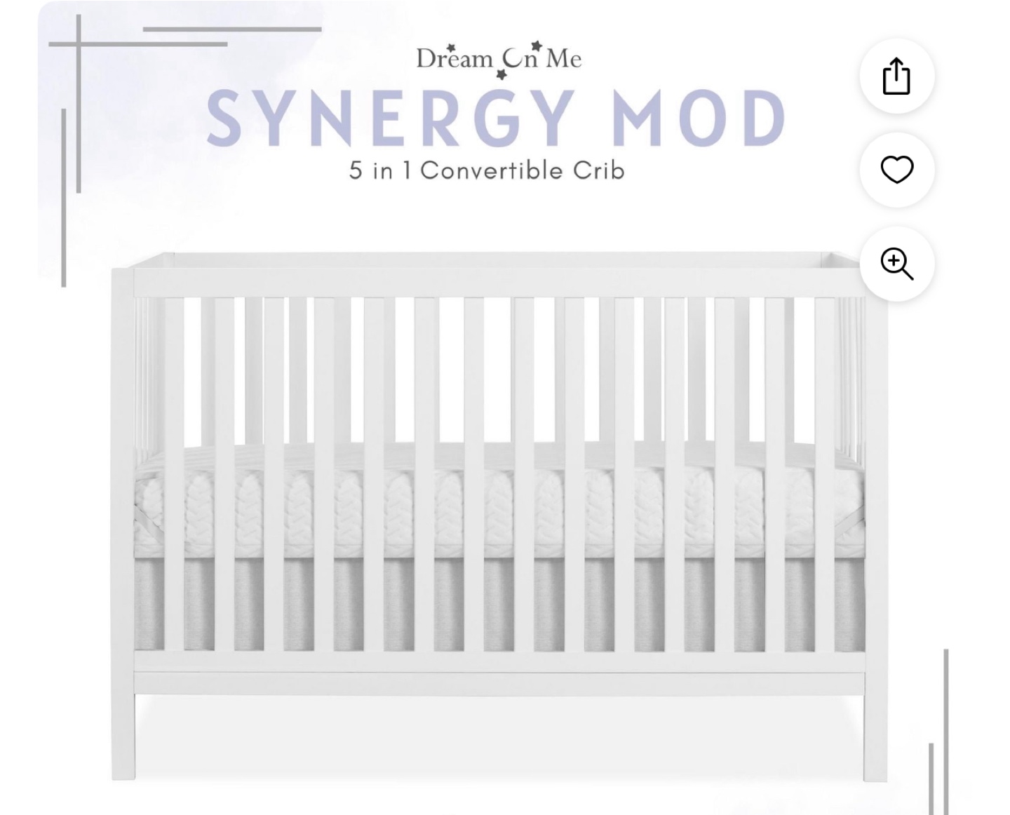 Dream On Me Synergy Mod 5 in 1 Convertible Crib