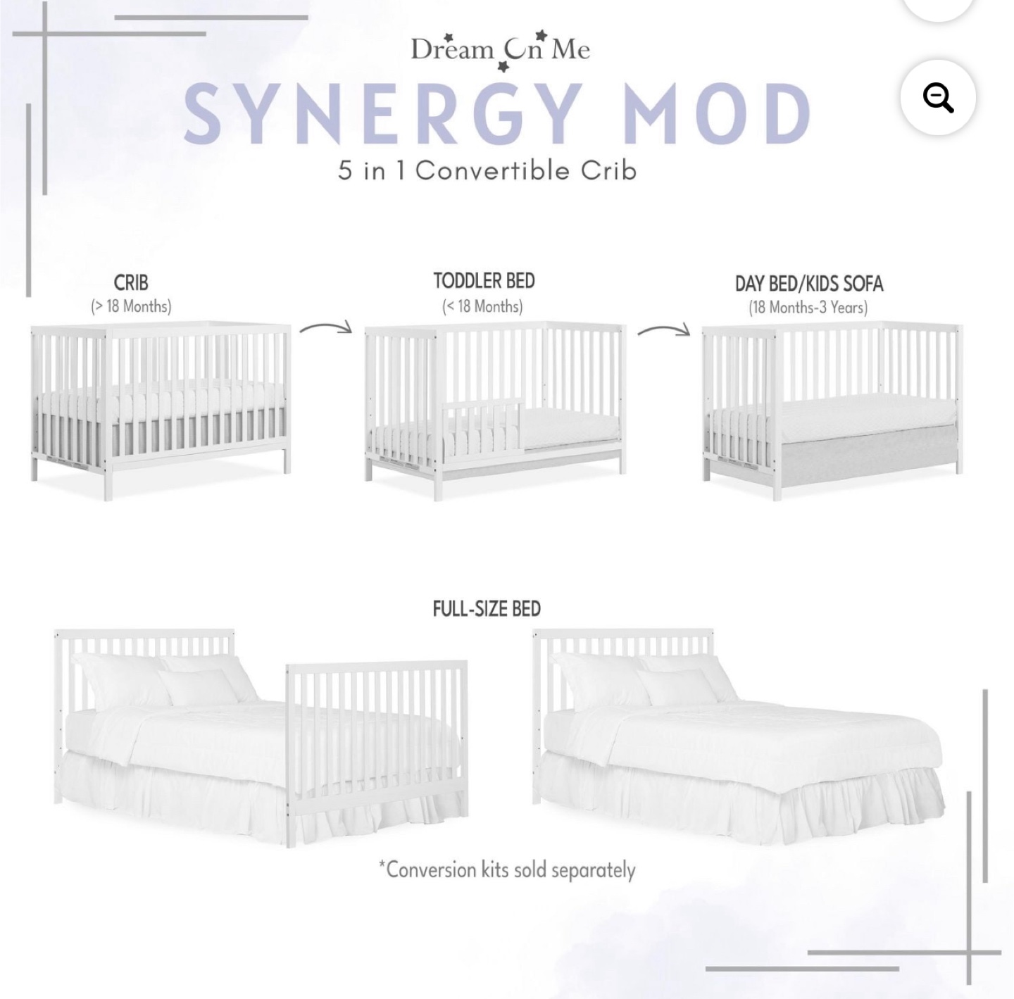 Dream On Me Synergy Mod 5 in 1 Convertible Crib - photo 3