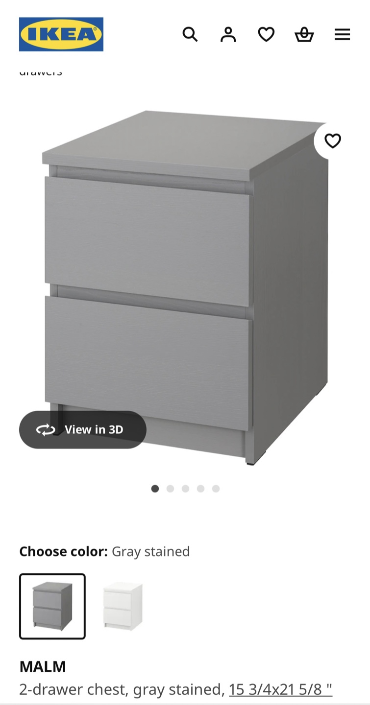 IKEA MALM 2-Drawer Chest - Gray Stained - photo 3