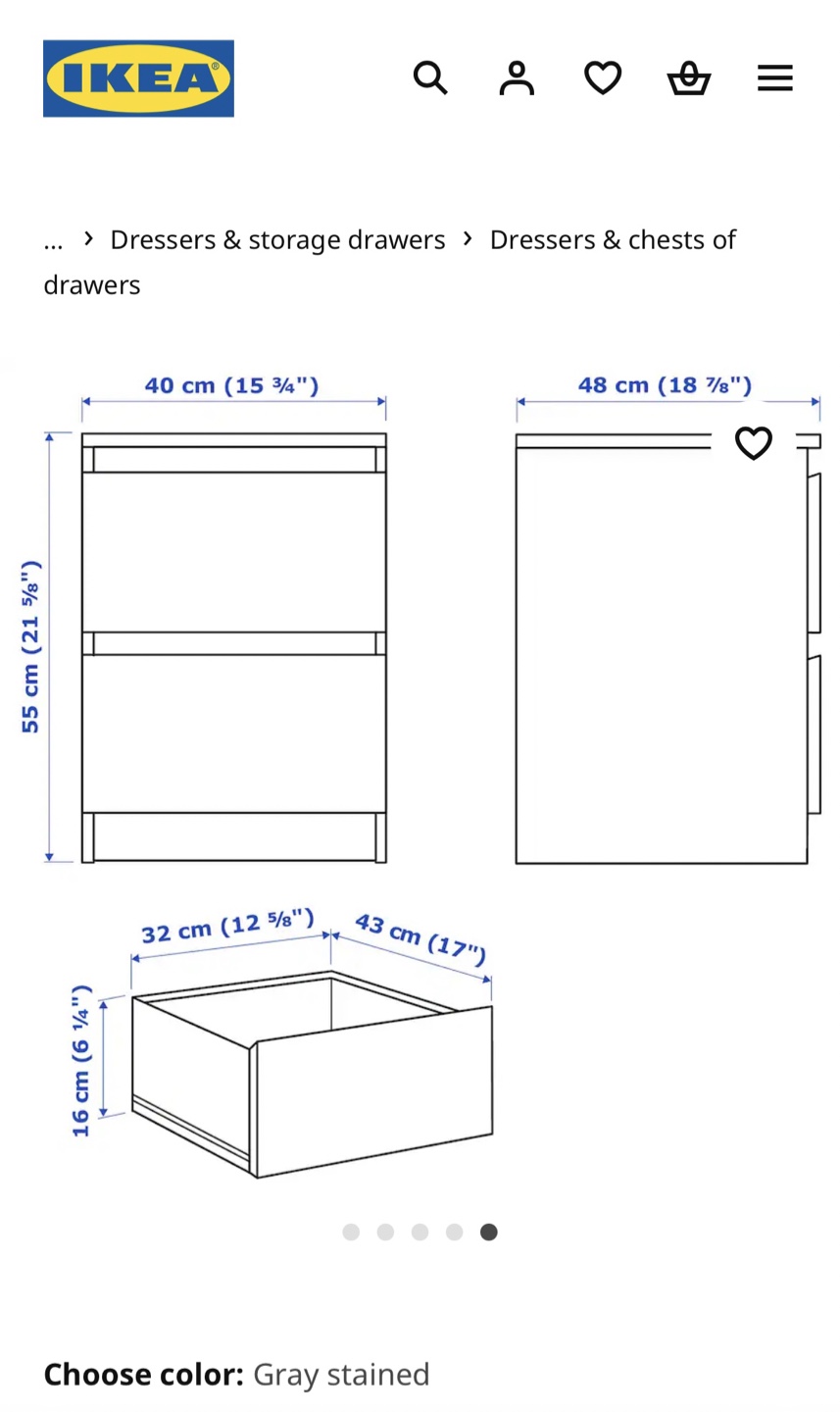 IKEA MALM 2-Drawer Chest - Gray Stained - photo 2
