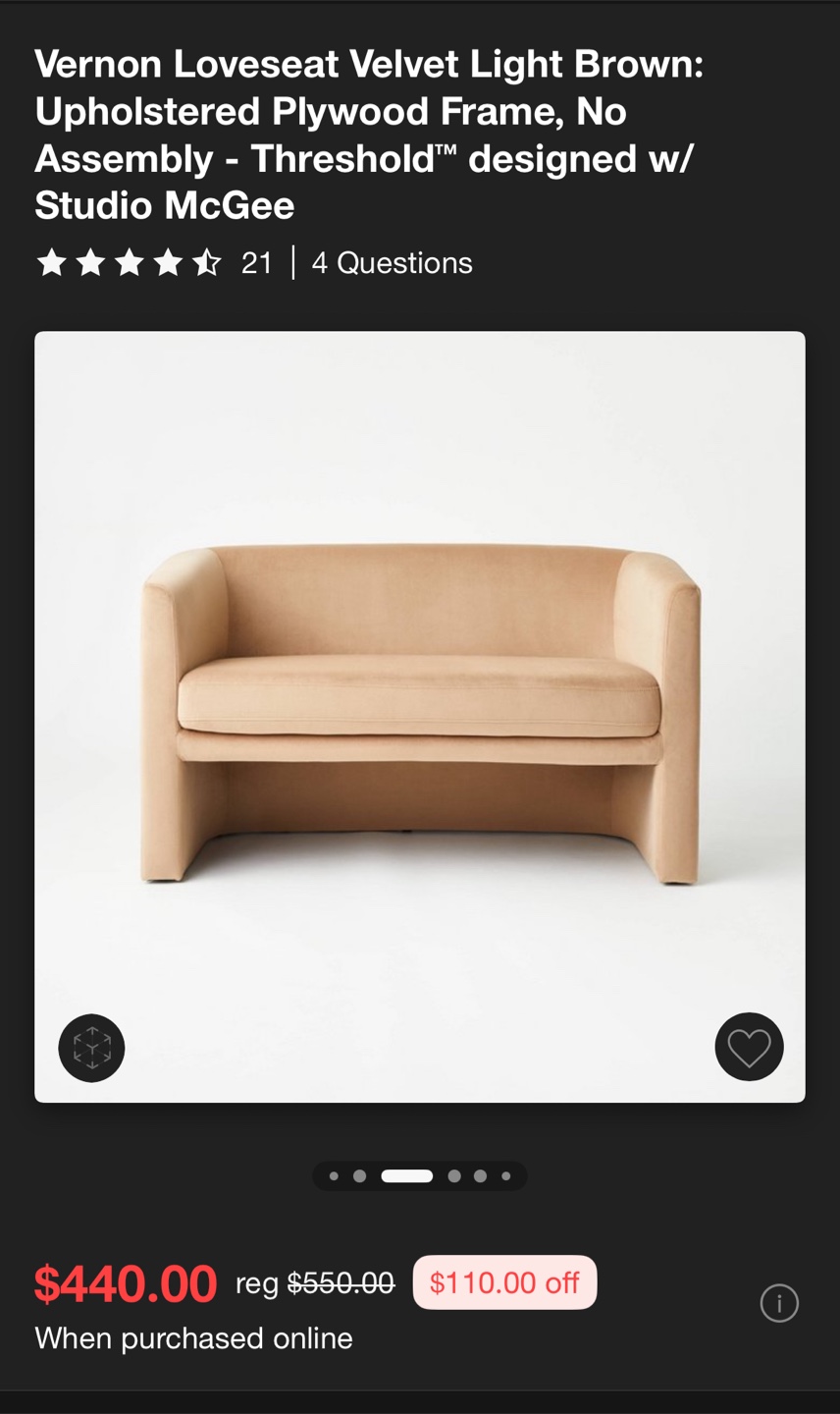 Velvet Loveseat - photo 2