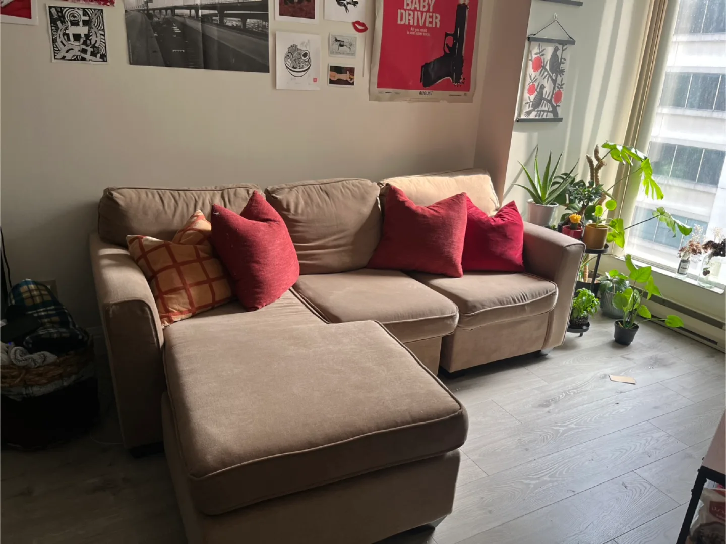 Beige Sectional Sofa with Chaise thumbnail