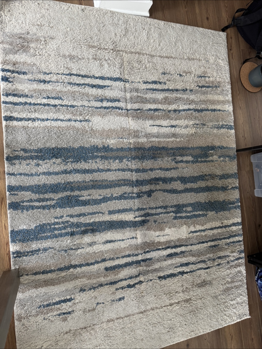 Area Rug with Blue and Grey Stripes