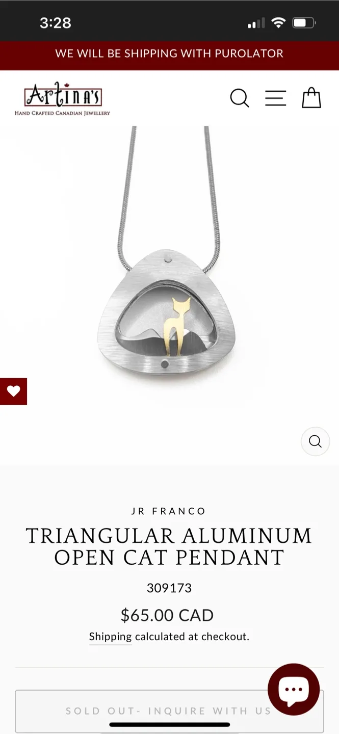 JR Franco Triangular Open Cat Pendant thumbnail
