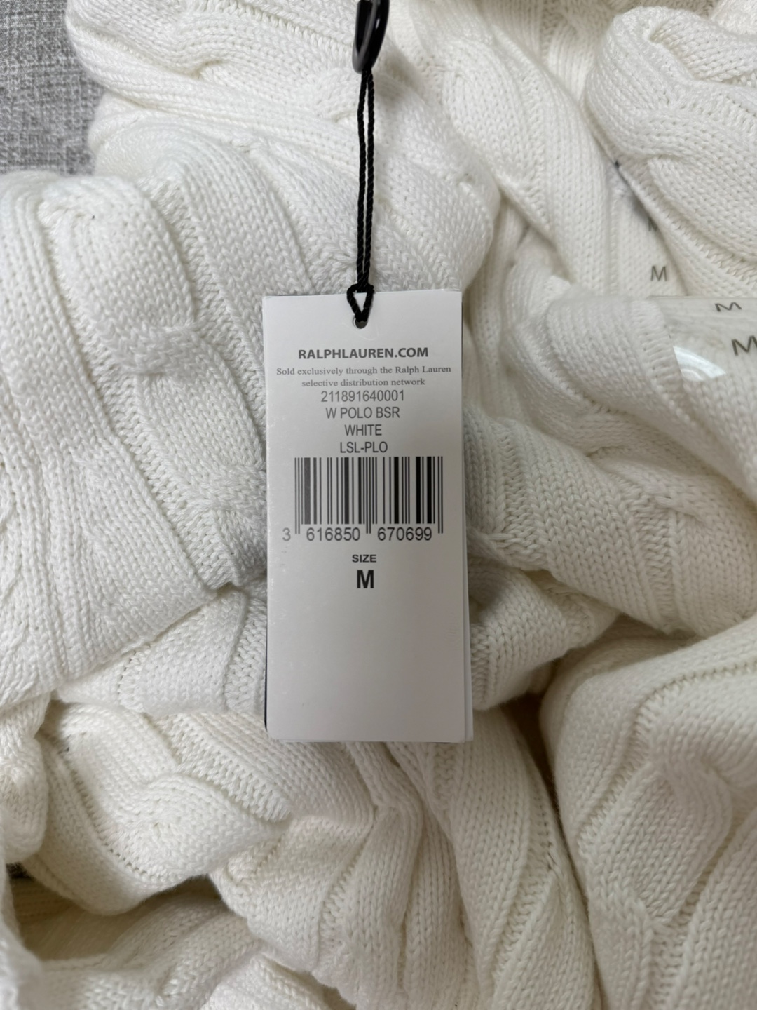 Polo Ralph Lauren White Knit Sweater, Size M - photo 3