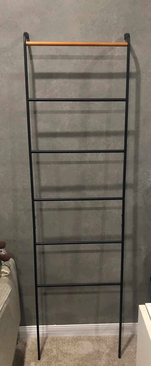 💚 Black Metal Living Room Wall Ladder Shelf thumbnail
