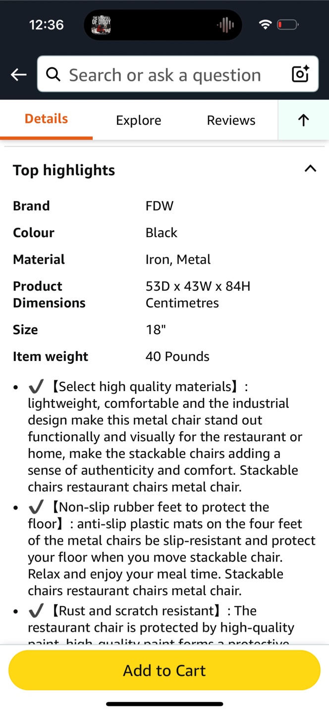 Black Metal Chair - photo 3