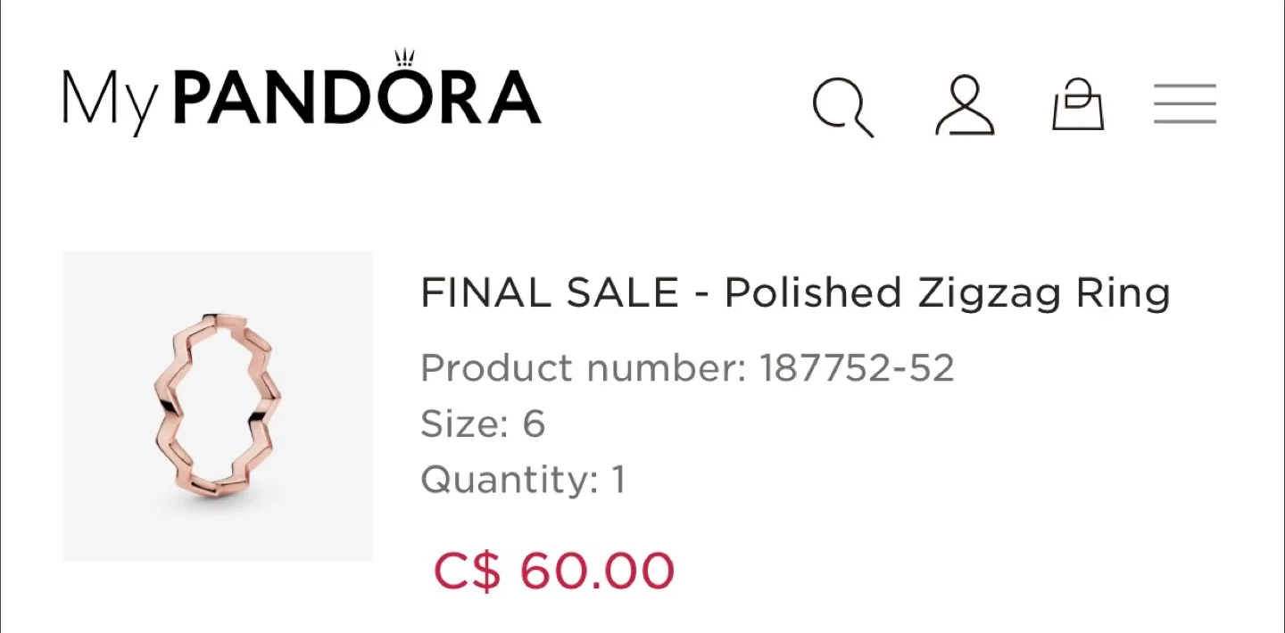 Pandora Polished Zigzag Ring image indicator(4)