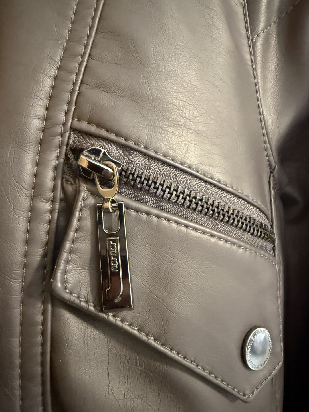 Grey Faux Leather Jacket - photo 5