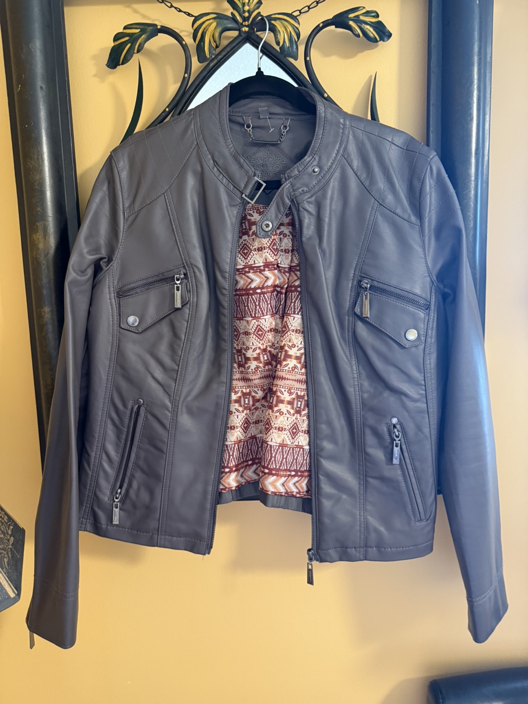 Grey Faux Leather Jacket