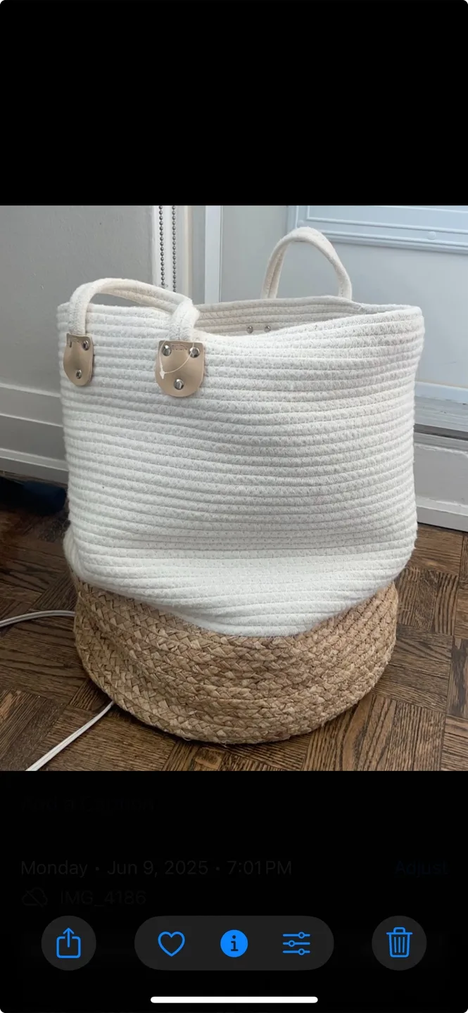 Beige Woven Rope and Wicker Basket 💚 thumbnail