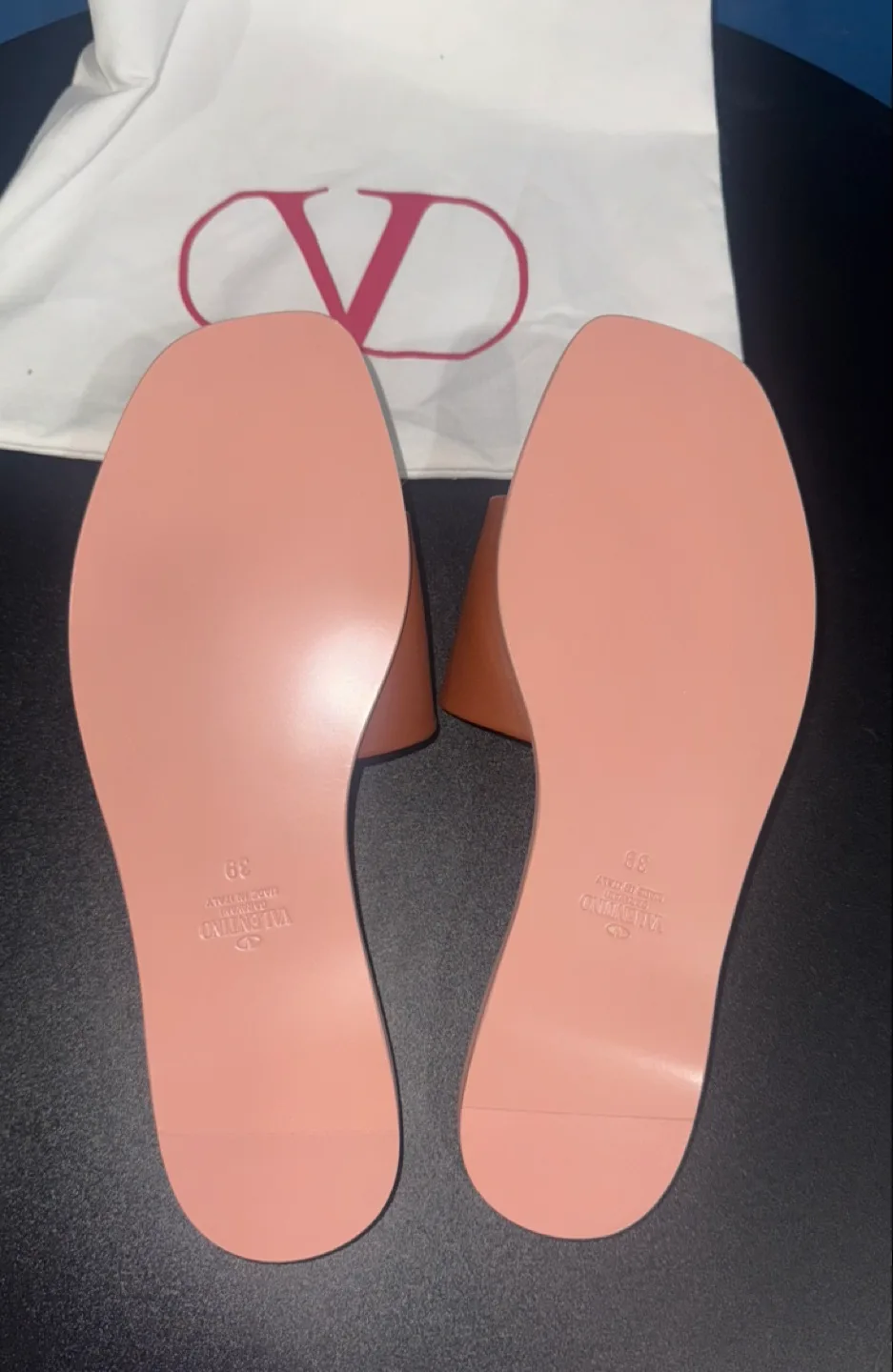 Brown Valentino V-Logo Calfskin Slippers image indicator(3)