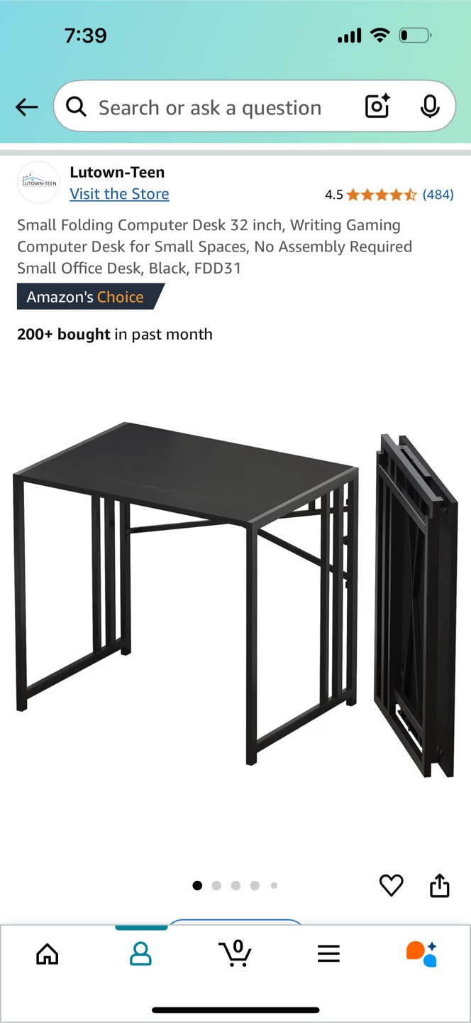 Black Foldable Desk - Small and Portable