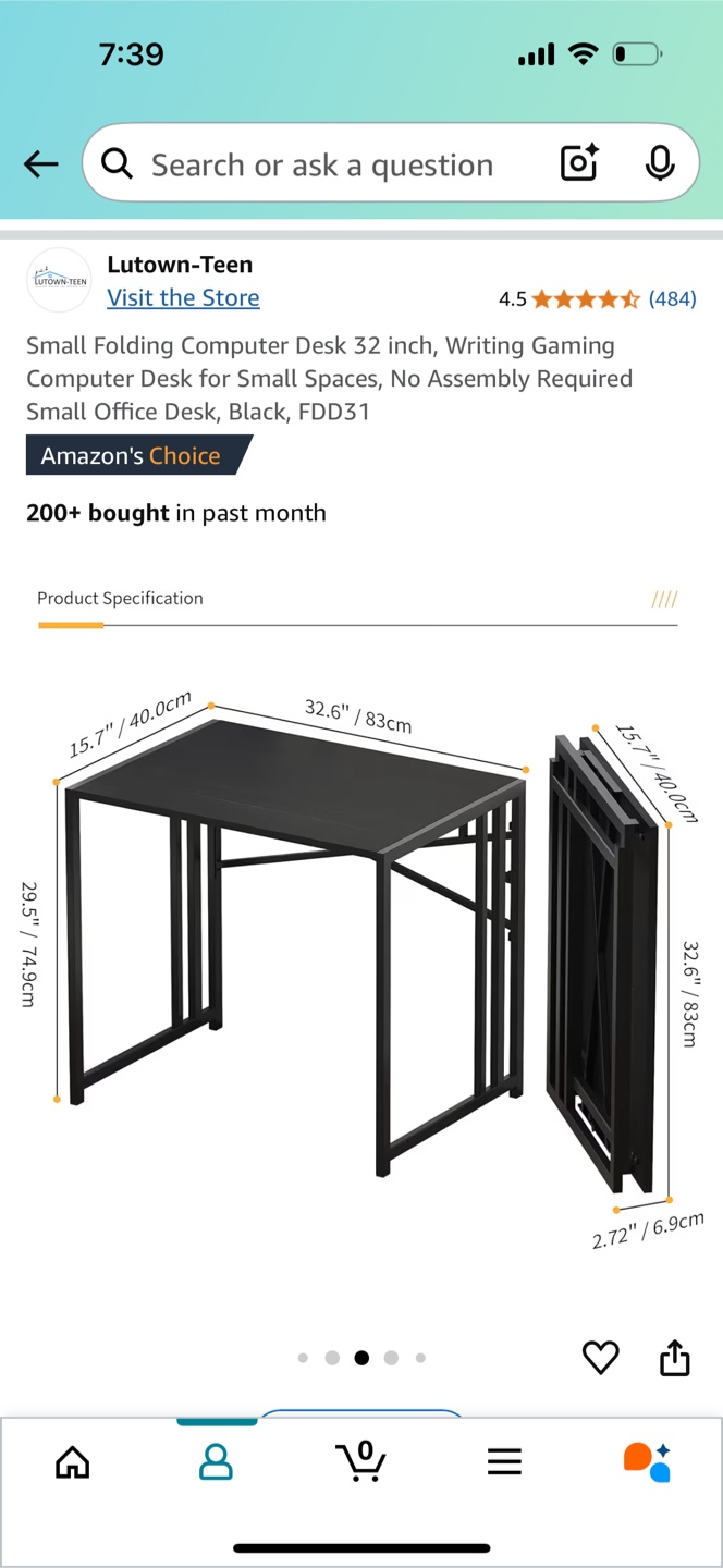 Black Foldable Desk - Small and Portable - photo 3