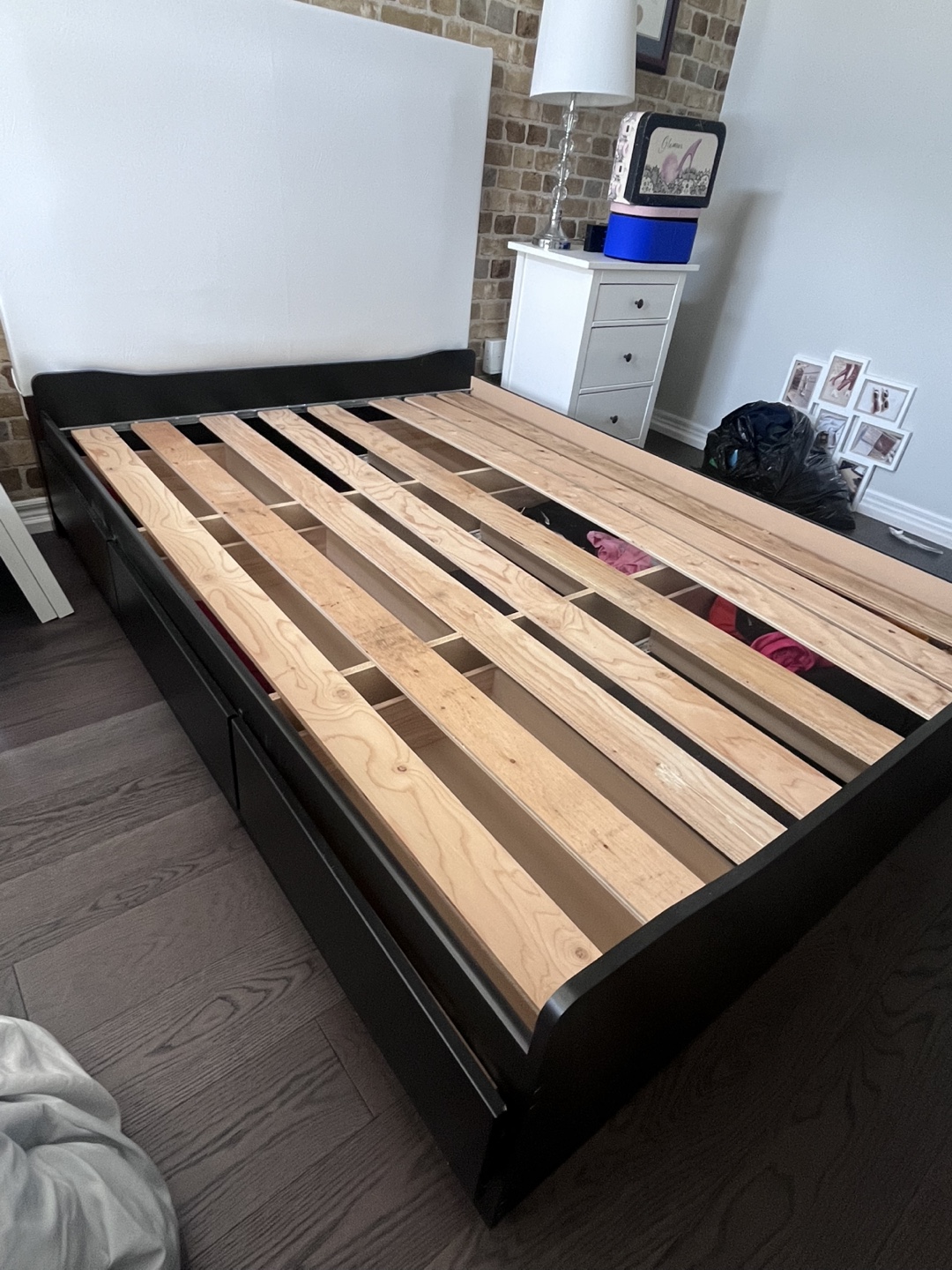 Full Size Black/Brown Storage Bed Frame with Drawers
