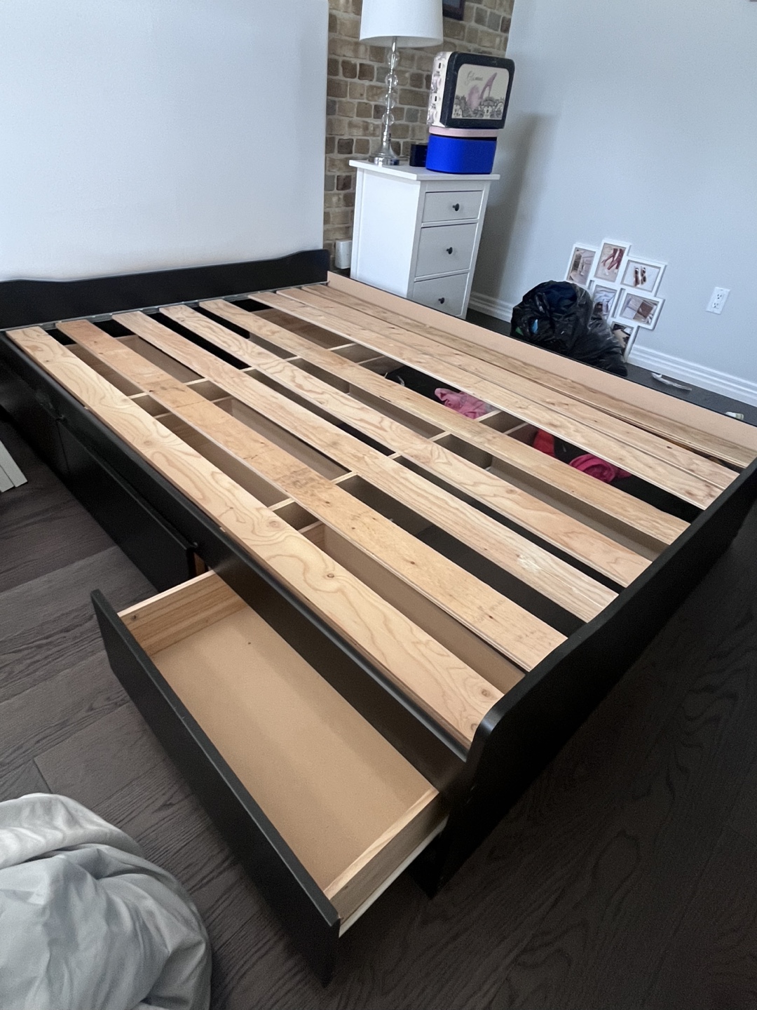 Full Size Black/Brown Storage Bed Frame with Drawers - photo 2