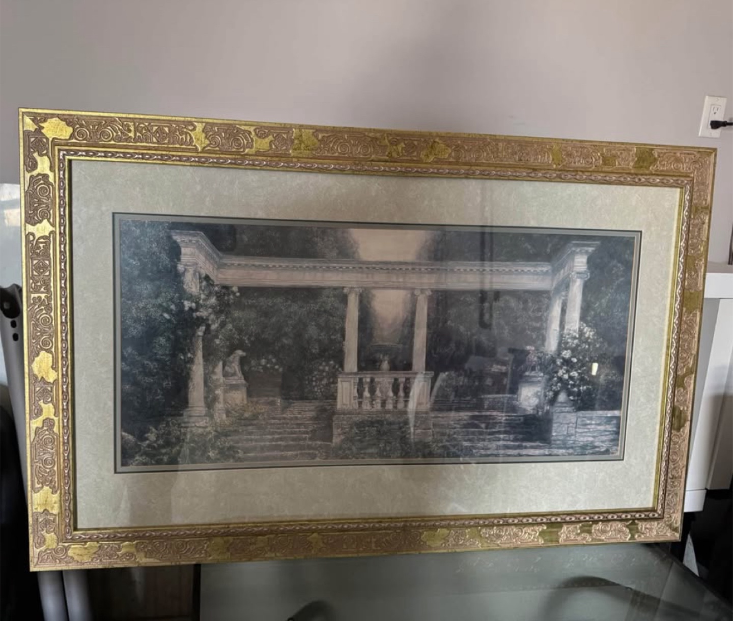 Large Framed Wall Art – Classical Garden Scene