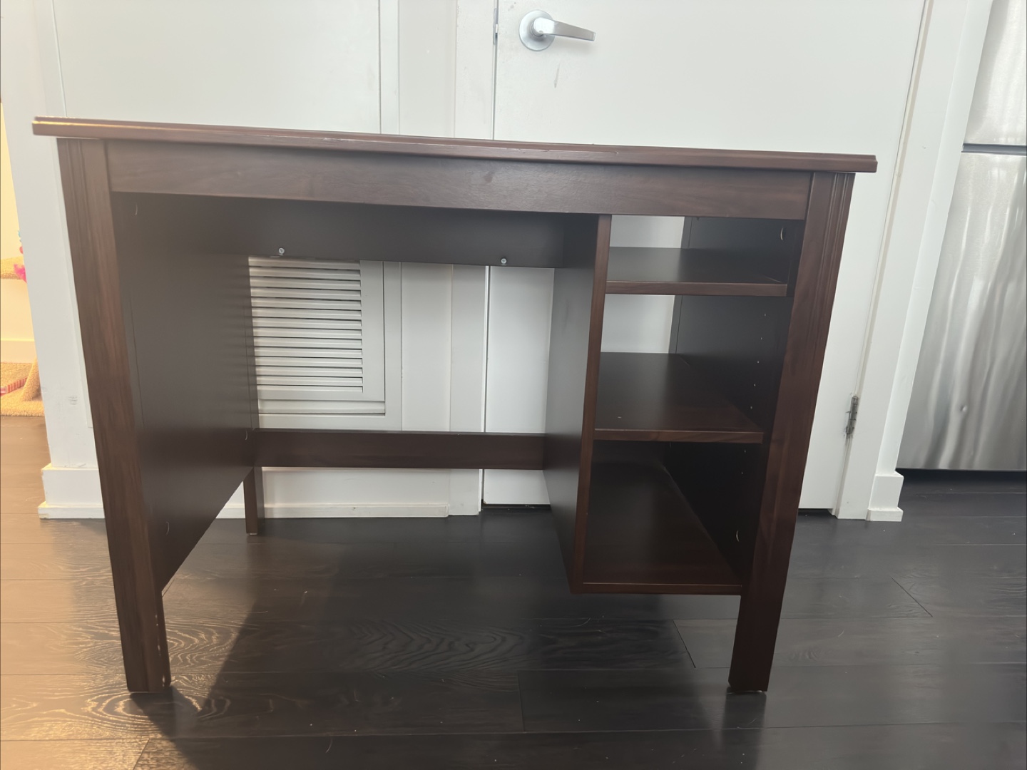 Dark Brown Desk With Shelves and office chair - photo 5