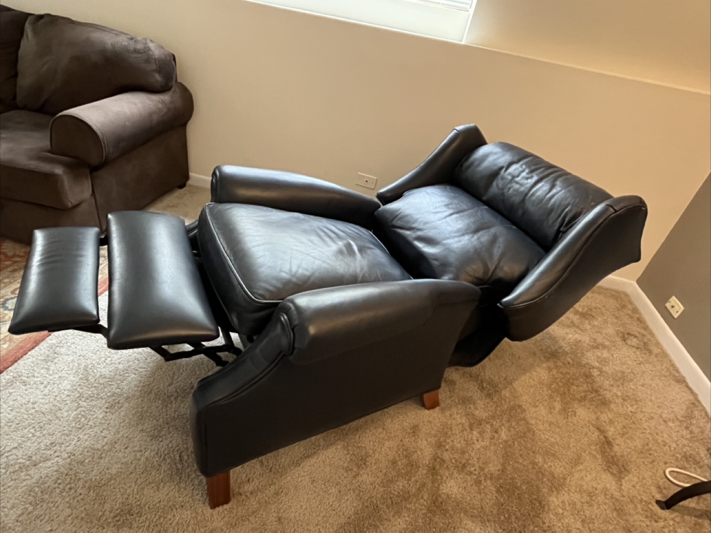 Dark Blue Leather Recliner - photo 2