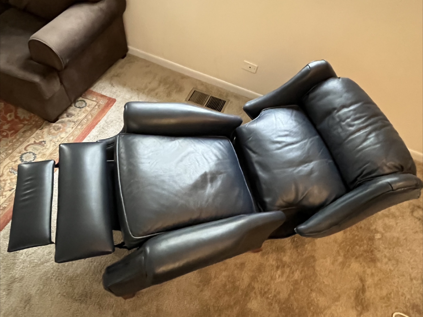 Dark Blue Leather Recliner - photo 3