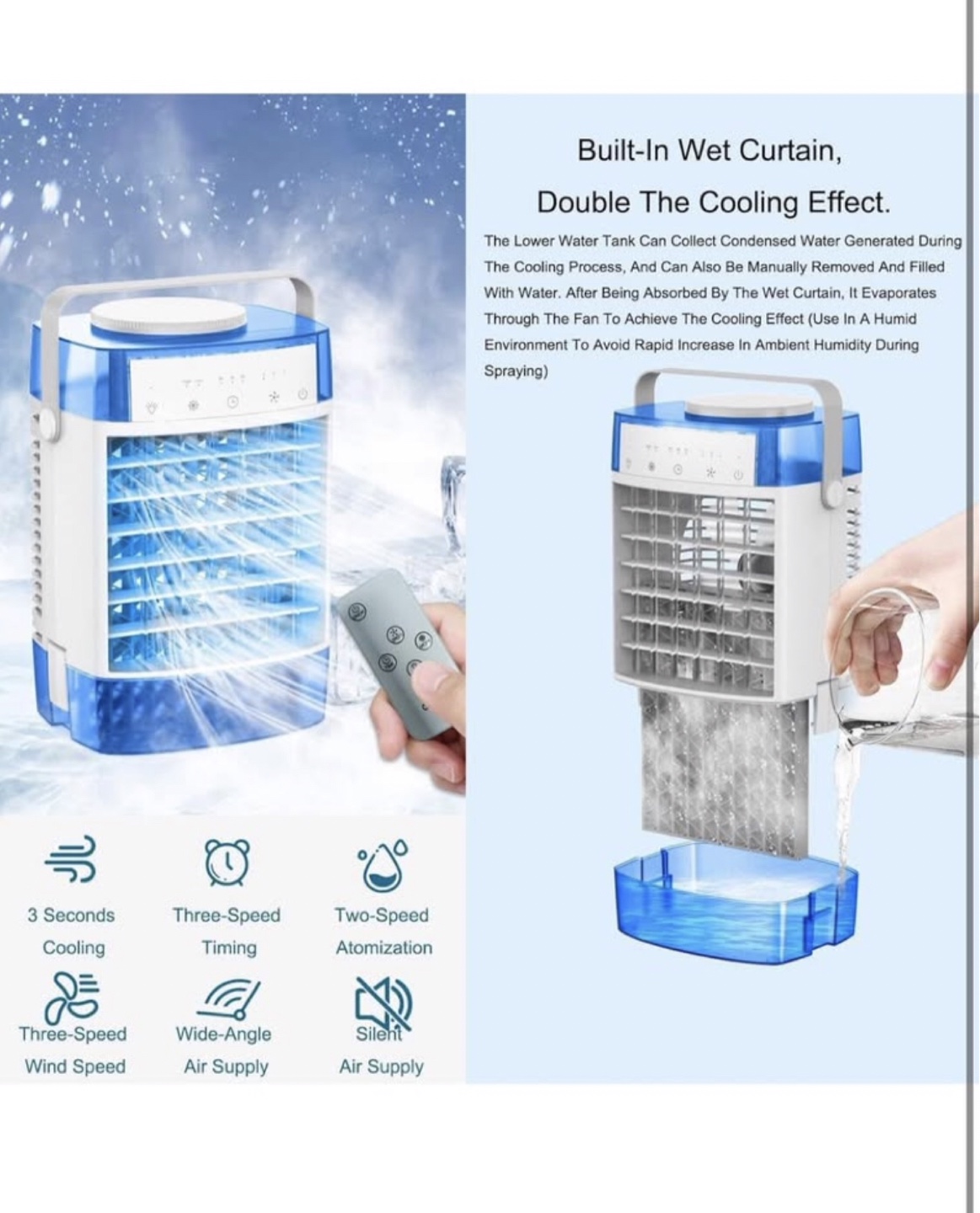 New- Cooler, 1000ML Swamp Cooler with Remote Control - photo 3