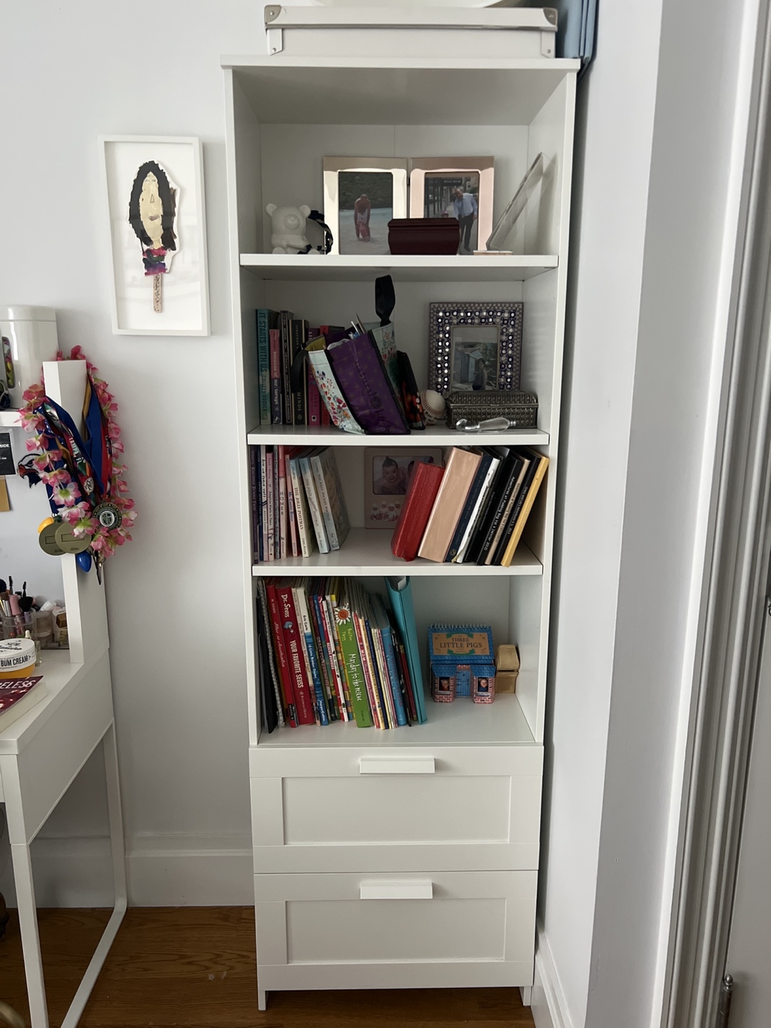 IKEA White Bookshelf with Drawers