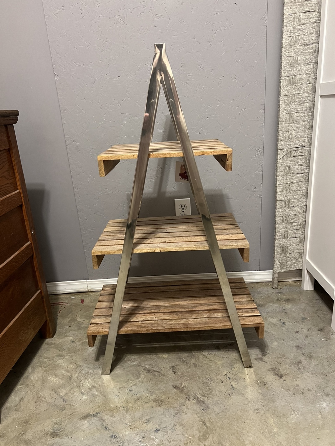 Metal and Wood Tiered Shelf